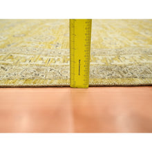 Load image into Gallery viewer, 6&#39;2&quot;x9&#39;3&quot; Goldie Green, Samarkand Influence with Distinct Abrash, Zero Pile, Shaved Low, Hand Knotted, 100% Wool, Oriental Rug FWR453438