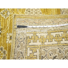 Load image into Gallery viewer, 6&#39;2&quot;x9&#39;3&quot; Goldie Green, Samarkand Influence With Distinct Abrash, Zero Pile, Shaved Low, Hand Knotted, 100% Wool, Oriental Rug FWR453438