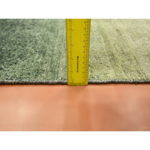 Load image into Gallery viewer, 2&#39;x3&#39; Shades Of Green, 100% Silk, Textured With Gradation Design, Shaved Low, Sample, Mat, Oriental Rug FWR453450