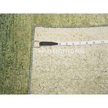 Load image into Gallery viewer, 2&#39;x3&#39; Shades Of Green, 100% Silk, Textured With Gradation Design, Shaved Low, Sample, Mat, Oriental Rug FWR453450