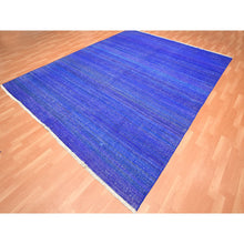 Load image into Gallery viewer, 9&#39;2&quot;x11&#39;8&quot; Admiral Blue, Sari Silk, Plain Design, Flat Weave Kilim, Hand Woven, Oriental Rug FWR453456