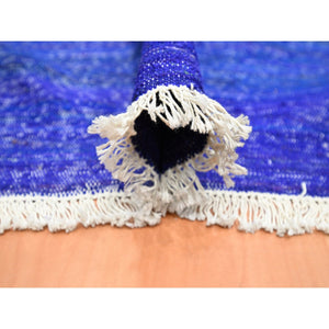 9'2"x11'8" Admiral Blue, Sari Silk, Plain Design, Flat Weave Kilim, Hand Woven, Oriental Rug FWR453456