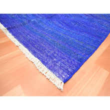 Load image into Gallery viewer, 9&#39;2&quot;x11&#39;8&quot; Admiral Blue, Sari Silk, Plain Design, Flat Weave Kilim, Hand Woven, Oriental Rug FWR453456