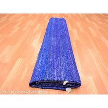 Load image into Gallery viewer, 9&#39;2&quot;x11&#39;8&quot; Admiral Blue, Sari Silk, Plain Design, Flat Weave Kilim, Hand Woven, Oriental Rug FWR453456