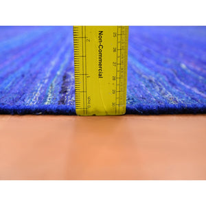 9'2"x11'8" Admiral Blue, Sari Silk, Plain Design, Flat Weave Kilim, Hand Woven, Oriental Rug FWR453456