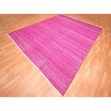 Load image into Gallery viewer, 9&#39;1&quot;x11&#39;7&quot; Hot Pink, Sari Silk, Solid Design Kilim, Flat Weave, Hand Woven, Oriental Rug FWR453462