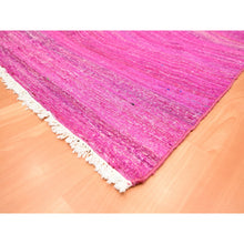 Load image into Gallery viewer, 9&#39;1&quot;x11&#39;7&quot; Hot Pink, Sari Silk, Solid Design Kilim, Flat Weave, Hand Woven, Oriental Rug FWR453462