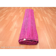 Load image into Gallery viewer, 9&#39;1&quot;x11&#39;7&quot; Hot Pink, Sari Silk, Solid Design Kilim, Flat Weave, Hand Woven, Oriental Rug FWR453462