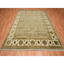 Load image into Gallery viewer, 7&#39;10&quot;x9&#39;10&quot; Dark Vanilla Brown, Rajasthan With All Over Leaf Design, Hand Knotted, Wool And Silk, Thick And Plush, Oriental Rug FWR453474