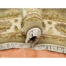 Load image into Gallery viewer, 7&#39;10&quot;x9&#39;10&quot; Dark Vanilla Brown, Rajasthan With All Over Leaf Design, Hand Knotted, Wool And Silk, Thick And Plush, Oriental Rug FWR453474