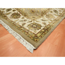 Load image into Gallery viewer, 7&#39;10&quot;x9&#39;10&quot; Dark Vanilla Brown, Rajasthan With All Over Leaf Design, Hand Knotted, Wool And Silk, Thick And Plush, Oriental Rug FWR453474