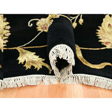 Load image into Gallery viewer, 8&#39;2&#39;x10&#39; Onyx Black, Borderless Botanical Design, Half Wool And Half Silk, Densely Woven, Soft Pile, Hand Knotted, Oriental Rug FWR453480