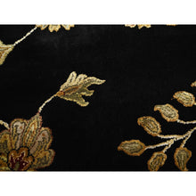 Load image into Gallery viewer, 8&#39;2&#39;x10&#39; Onyx Black, Borderless Botanical Design, Half Wool and Half Silk, Densely Woven, Soft Pile, Hand Knotted, Oriental Rug FWR453480
