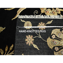 Load image into Gallery viewer, 8&#39;2&#39;x10&#39; Onyx Black, Borderless Botanical Design, Half Wool and Half Silk, Densely Woven, Soft Pile, Hand Knotted, Oriental Rug FWR453480