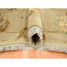 Load image into Gallery viewer, 8&#39;x10&#39; Ecru Brown, Half Wool And Half Silk, Borderless Botanical Design, Densely Woven, Soft Pile, Hand Knotted, Oriental Rug FWR453486