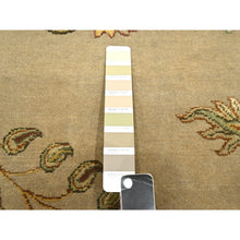 Load image into Gallery viewer, 8&#39;x10&#39; Ecru Brown, Half Wool And Half Silk, Borderless Botanical Design, Densely Woven, Soft Pile, Hand Knotted, Oriental Rug FWR453486