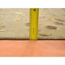 Load image into Gallery viewer, 8&#39;x10&#39; Ecru Brown, Half Wool And Half Silk, Borderless Botanical Design, Densely Woven, Soft Pile, Hand Knotted, Oriental Rug FWR453486