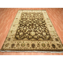 Load image into Gallery viewer, 7&#39;10&quot;x10&#39; Coffee Brown, Rajasthan With All Over Leaf Design, Hand Knotted, Wool And Silk, Soft Pile, Thick And Plush, Oriental Rug FWR453492