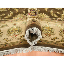 Load image into Gallery viewer, 7&#39;10&quot;x10&#39; Coffee Brown, Rajasthan with All Over Leaf Design, Hand Knotted, Wool and Silk, Soft Pile, Thick and Plush, Oriental Rug FWR453492