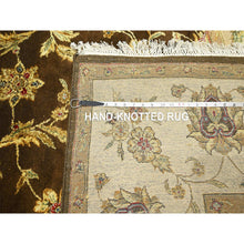 Load image into Gallery viewer, 7&#39;10&quot;x10&#39; Coffee Brown, Rajasthan With All Over Leaf Design, Hand Knotted, Wool And Silk, Soft Pile, Thick And Plush, Oriental Rug FWR453492