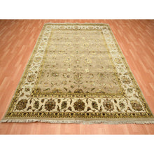 Load image into Gallery viewer, 7&#39;8&quot;x9&#39;10&quot; Tortilla Brown, Rajasthan With All Over Leaf Design, Hand Knotted, Wool And Silk, Soft Pile, Thick And Plush, Oriental Rug FWR453516