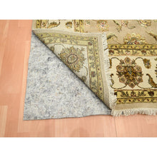 Load image into Gallery viewer, 7&#39;8&quot;x9&#39;10&quot; Tortilla Brown, Rajasthan With All Over Leaf Design, Hand Knotted, Wool And Silk, Soft Pile, Thick And Plush, Oriental Rug FWR453516