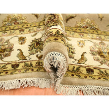 Load image into Gallery viewer, 7&#39;8&quot;x9&#39;10&quot; Tortilla Brown, Rajasthan With All Over Leaf Design, Hand Knotted, Wool And Silk, Soft Pile, Thick And Plush, Oriental Rug FWR453516