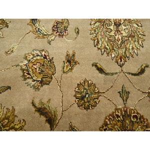 7'8"x9'10" Tortilla Brown, Rajasthan With All Over Leaf Design, Hand Knotted, Wool And Silk, Soft Pile, Thick And Plush, Oriental Rug FWR453516