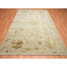 Load image into Gallery viewer, 8&#39;x9&#39;9&quot; Linen White, Borderless Botanical Design, Half Wool And Half Silk, Densely Woven, Soft Pile, Hand Knotted, Oriental Rug FWR453528