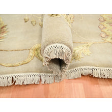 Load image into Gallery viewer, 8&#39;x9&#39;9&quot; Linen White, Borderless Botanical Design, Half Wool And Half Silk, Densely Woven, Soft Pile, Hand Knotted, Oriental Rug FWR453528