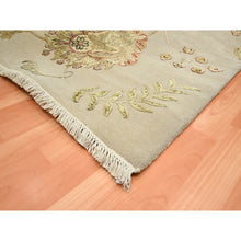 Load image into Gallery viewer, 8&#39;x9&#39;9&quot; Linen White, Borderless Botanical Design, Half Wool And Half Silk, Densely Woven, Soft Pile, Hand Knotted, Oriental Rug FWR453528