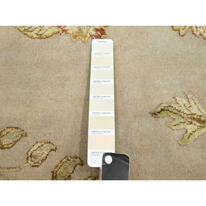 8'x9'9" Linen White, Borderless Botanical Design, Half Wool And Half Silk, Densely Woven, Soft Pile, Hand Knotted, Oriental Rug FWR453528