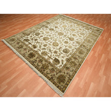 Load image into Gallery viewer, 7&#39;8&quot;x10&#39; Chiffon White, Rajasthan with All Over Leaf Design, Wool and Silk, Soft Pile, Thick and Plush, Hand Knotted, Oriental Rug FWR453534