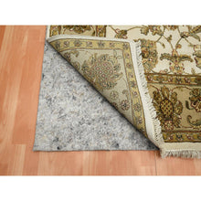 Load image into Gallery viewer, 7&#39;8&quot;x10&#39; Chiffon White, Rajasthan with All Over Leaf Design, Wool and Silk, Soft Pile, Thick and Plush, Hand Knotted, Oriental Rug FWR453534