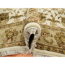 Load image into Gallery viewer, 7&#39;8&quot;x10&#39; Chiffon White, Rajasthan with All Over Leaf Design, Wool and Silk, Soft Pile, Thick and Plush, Hand Knotted, Oriental Rug FWR453534