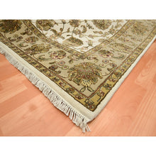 Load image into Gallery viewer, 7&#39;8&quot;x10&#39; Chiffon White, Rajasthan with All Over Leaf Design, Wool and Silk, Soft Pile, Thick and Plush, Hand Knotted, Oriental Rug FWR453534