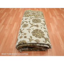 Load image into Gallery viewer, 7&#39;8&quot;x10&#39; Chiffon White, Rajasthan with All Over Leaf Design, Wool and Silk, Soft Pile, Thick and Plush, Hand Knotted, Oriental Rug FWR453534