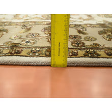 Load image into Gallery viewer, 7&#39;8&quot;x10&#39; Chiffon White, Rajasthan with All Over Leaf Design, Wool and Silk, Soft Pile, Thick and Plush, Hand Knotted, Oriental Rug FWR453534