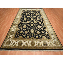 Load image into Gallery viewer, 8&#39;7&quot;x12&#39;1&quot; Jade Black, Rajasthan With All Over Leaf Design, Hand Knotted, Wool And Silk, Densely Woven, Thick And Plush, Oriental Rug FWR453546