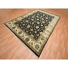 Load image into Gallery viewer, 8&#39;7&quot;x12&#39;1&quot; Jade Black, Rajasthan With All Over Leaf Design, Hand Knotted, Wool And Silk, Densely Woven, Thick And Plush, Oriental Rug FWR453546