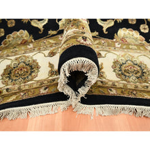 Load image into Gallery viewer, 8&#39;7&quot;x12&#39;1&quot; Jade Black, Rajasthan With All Over Leaf Design, Hand Knotted, Wool And Silk, Densely Woven, Thick And Plush, Oriental Rug FWR453546