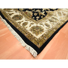 Load image into Gallery viewer, 8&#39;7&quot;x12&#39;1&quot; Jade Black, Rajasthan With All Over Leaf Design, Hand Knotted, Wool And Silk, Densely Woven, Thick And Plush, Oriental Rug FWR453546