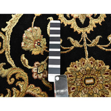Load image into Gallery viewer, 8&#39;10&quot;x12&#39;2&quot; Onyx Black, Rajasthan All Over Leaf Design, Thick And Plush, Densely Woven, Soft Pile, Wool And Silk, Hand Knotted, Oriental Rug FWR453552