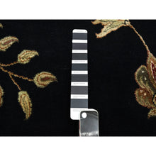 Load image into Gallery viewer, 9&#39;2&quot;x11&#39;8&quot; Caviar Black, Half Wool And Half Silk, Borderless Botanical Design, Densely Woven, Soft Pile, Hand Knotted, Oriental Rug FWR453558