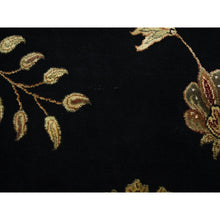Load image into Gallery viewer, 9&#39;2&quot;x11&#39;8&quot; Caviar Black, Half Wool and Half Silk, Borderless Botanical Design, Densely Woven, Soft Pile, Hand Knotted, Oriental Rug FWR453558
