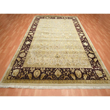 Load image into Gallery viewer, 8&#39;9&quot;x12&#39;1&quot; Parchment White, Rajasthan With All Over Leaf Design, Hand Knotted, Wool And Silk, Densely Woven, Thick And Plush, Oriental Rug FWR453582