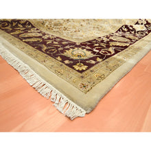 Load image into Gallery viewer, 8&#39;9&quot;x12&#39;1&quot; Parchment White, Rajasthan With All Over Leaf Design, Hand Knotted, Wool And Silk, Densely Woven, Thick And Plush, Oriental Rug FWR453582