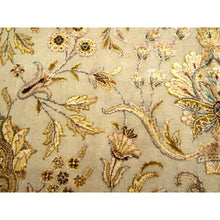 Load image into Gallery viewer, 8&#39;9&quot;x12&#39;1&quot; Parchment White, Rajasthan With All Over Leaf Design, Hand Knotted, Wool And Silk, Densely Woven, Thick And Plush, Oriental Rug FWR453582