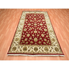 Load image into Gallery viewer, 6&#39;x9&#39;2&quot; Ruby Red, Thick And Plush, Rajasthan With All Over Leaf Design, Hand Knotted, Wool And Silk, Soft Pile, Oriental Rug FWR453594