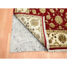 Load image into Gallery viewer, 6&#39;x9&#39;2&quot; Ruby Red, Thick And Plush, Rajasthan With All Over Leaf Design, Hand Knotted, Wool And Silk, Soft Pile, Oriental Rug FWR453594